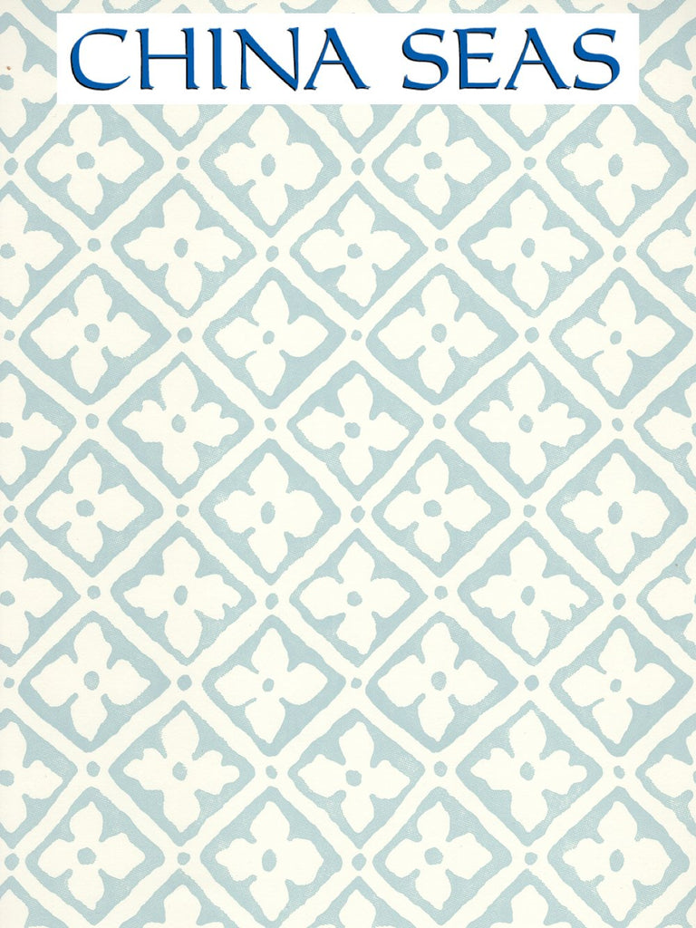 Puccini Classic Blue on Almost White Screen Printed Wallpaper | China Seas