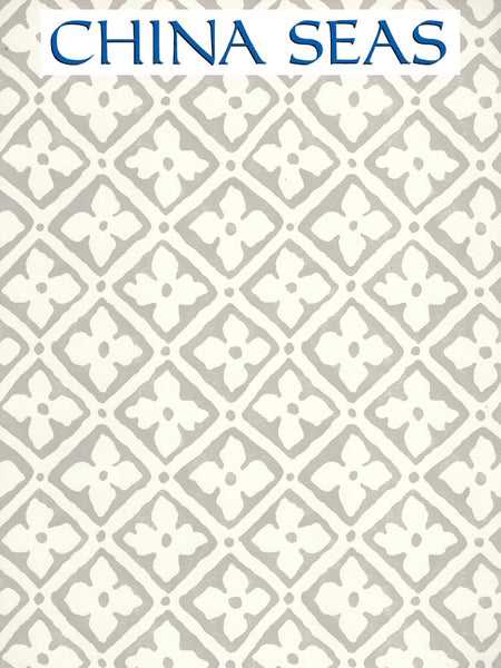 Puccini Gray on Almost White Screen Printed Wallpaper | China Seas