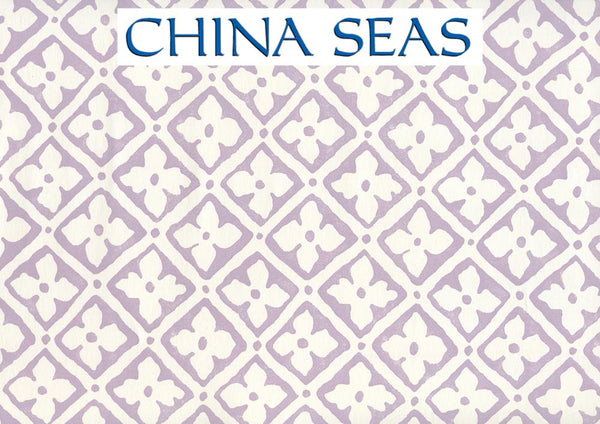 Puccini Lavender on Almost White Screen Printed Wallpaper | China Seas