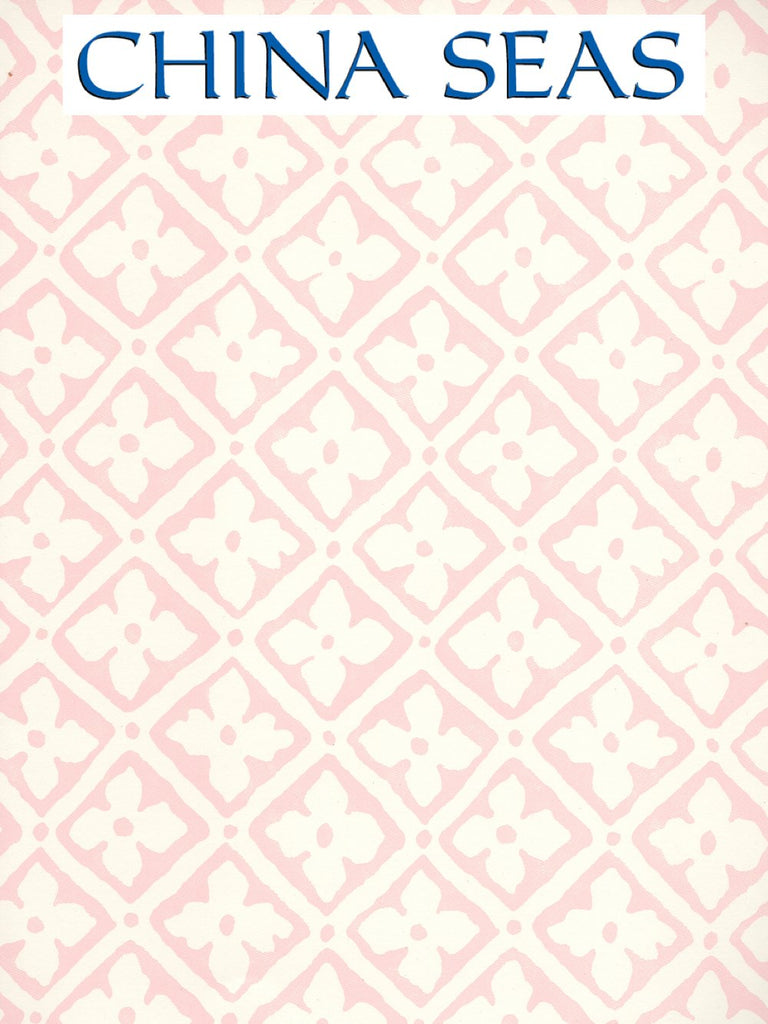 Puccini Light Pink on Almost White Screen Printed Wallpaper | China Seas