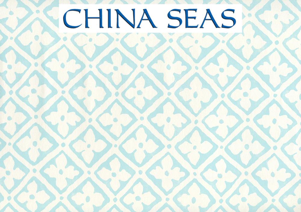 Puccini Venice Blue on Almost White Screen Printed Wallpaper | China Seas