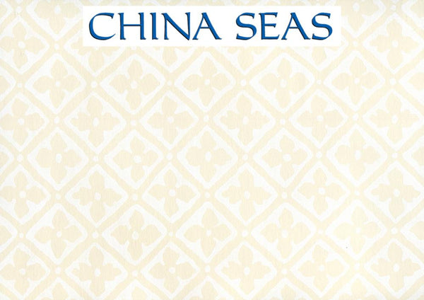 Puccini White on Off White Screen Printed Wallpaper | China Seas