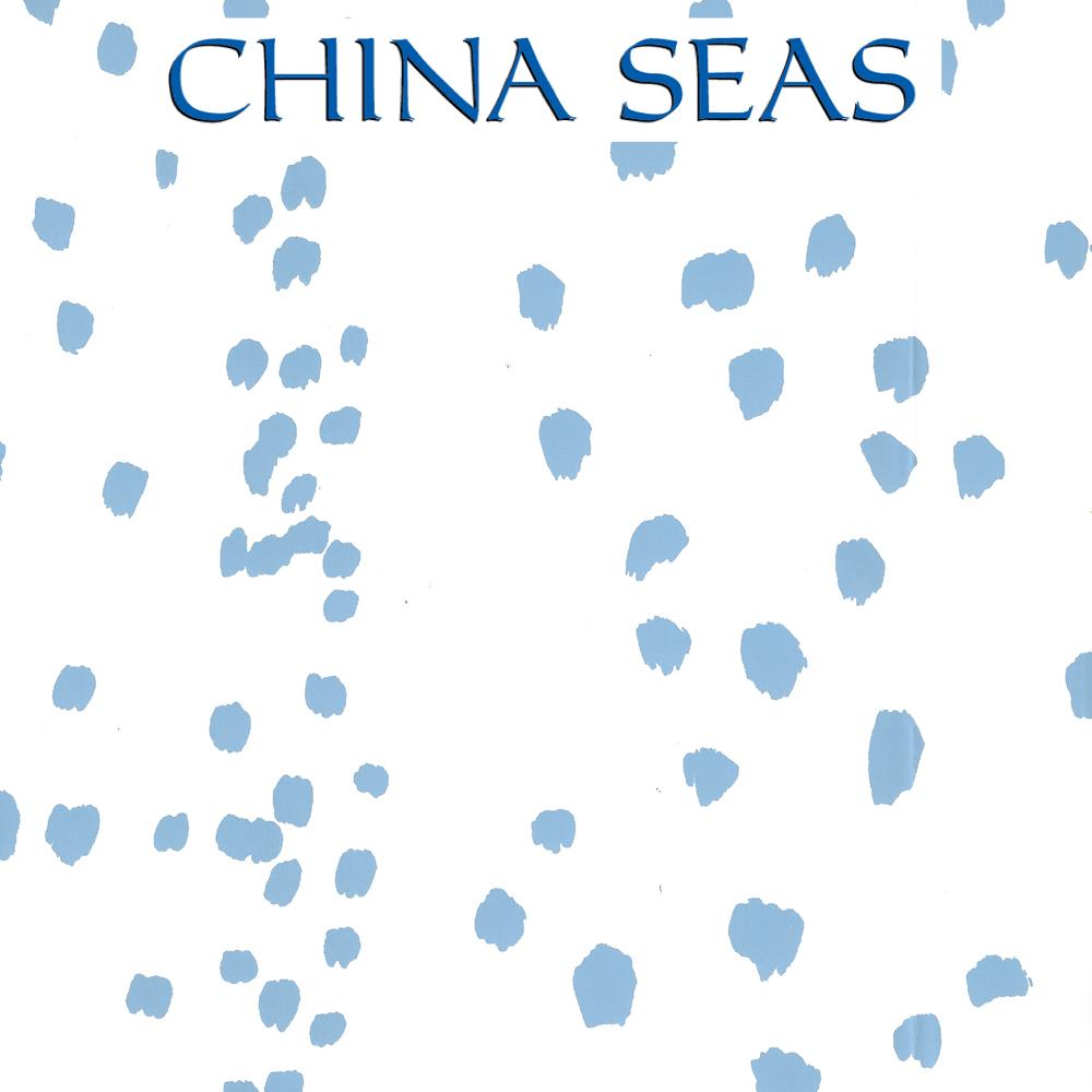 Rio French Blue on White Screen Printed Wallpaper | China Seas