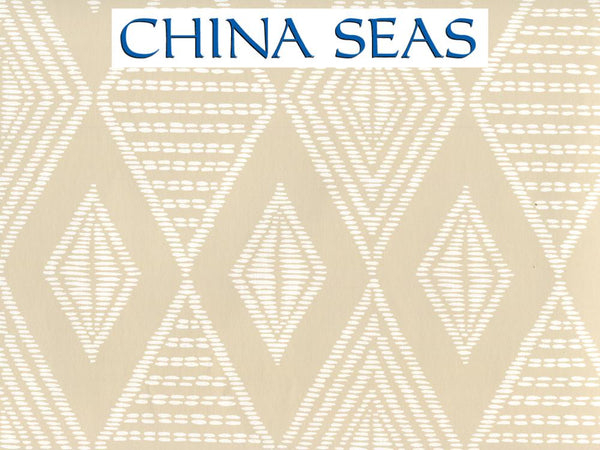Safari Beige on White Screen Printed Wallpaper | China Seas