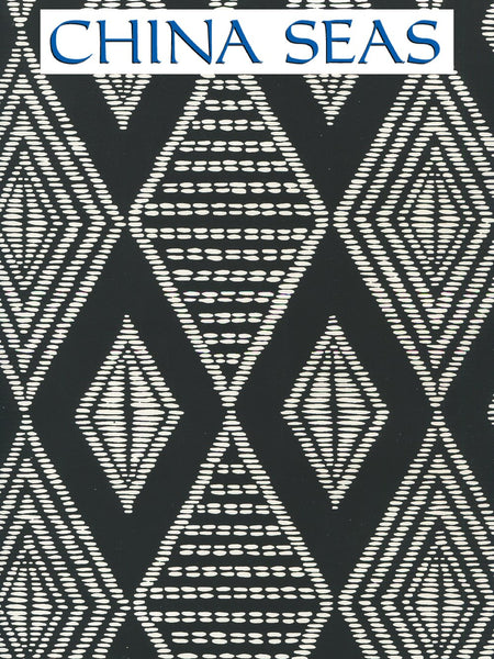 Safari Black on Almost white Screen Printed Wallpaper | China Seas