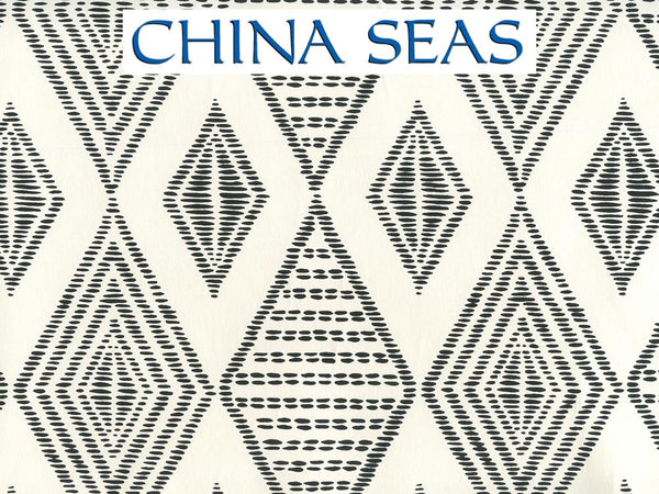 Safari Embroidery Black on Almost White Screen Printed Wallpaper | China Seas