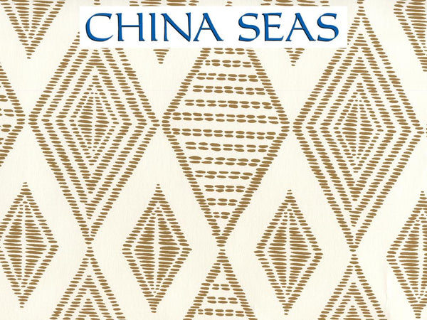 Safari Embroidery Caramel on Almost White Screen Printed Wallpaper | China Seas