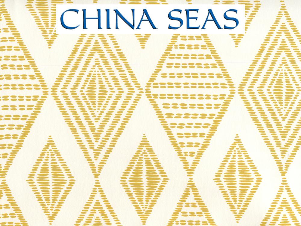 Safari Embroidery Inca Gold on Almost White Screen Printed Wallpaper | China Seas