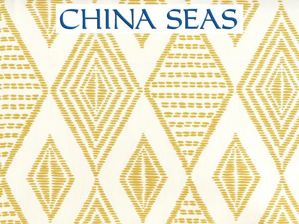 Safari Embroidery Inca Gold on Almost White Screen Printed Wallpaper | China Seas