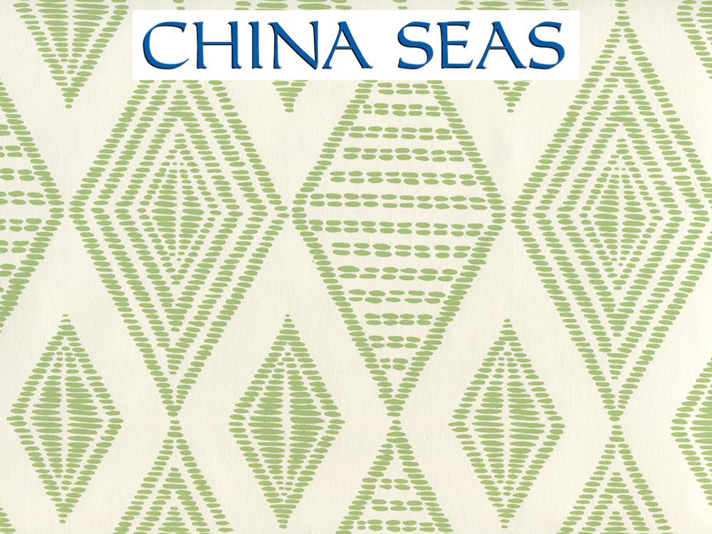 Safari Embroidery Jungle Green on Almost White Screen Printed Wallpaper | China Seas