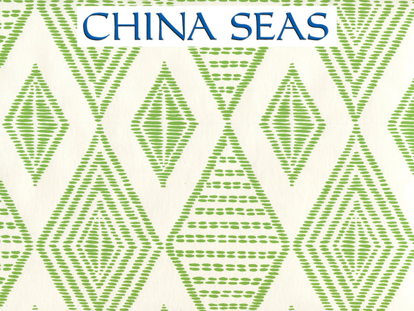 Safari Embroidery Lime on Almost White Screen Printed Wallpaper | China Seas