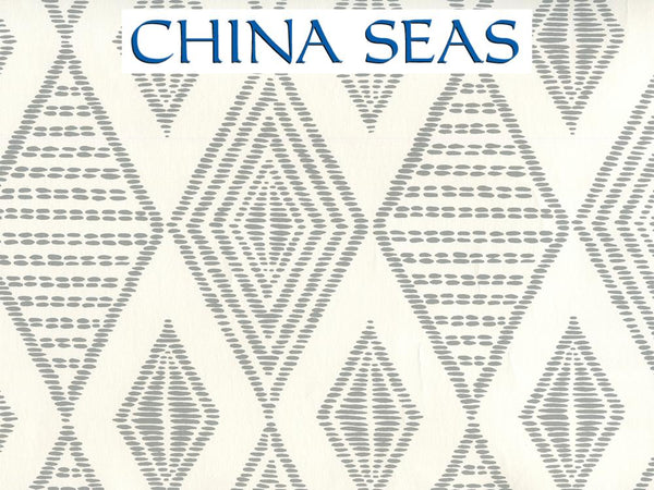 Safari Embroidery Medium Grey on Almost White Screen Printed Wallpaper | China Seas