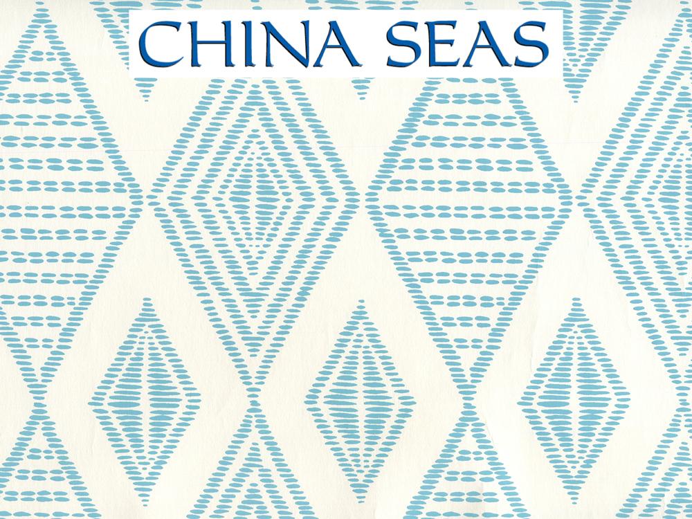 Safari Embroidery Medium Turquoise on Almost White Screen Printed Wallpaper | China Seas