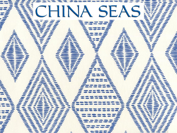 Safari Embroidery New Navy on Almost White Screen Printed Wallpaper | China Seas