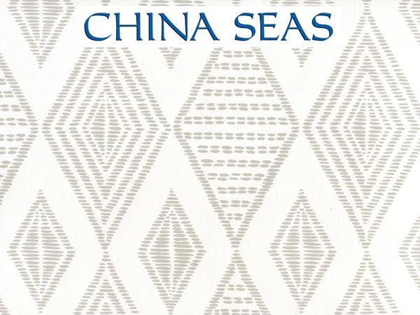 Safari Embroidery Pale Grey on White Screen Printed Wallpaper | China Seas