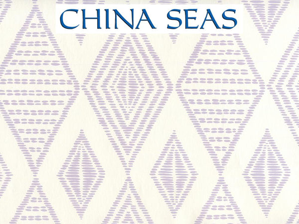 Safari Embroidery Soft Lavender on Almost White Screen Printed Wallpaper | China Seas