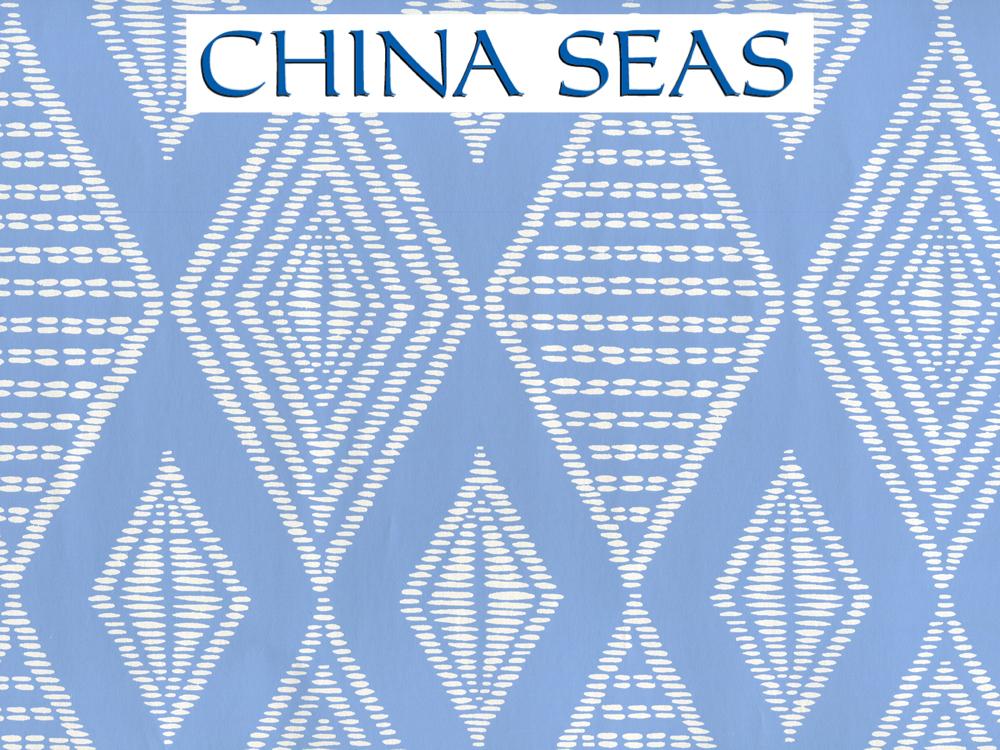 Safari French Blue on Almost White Paper Screen Printed Wallpaper | China Seas