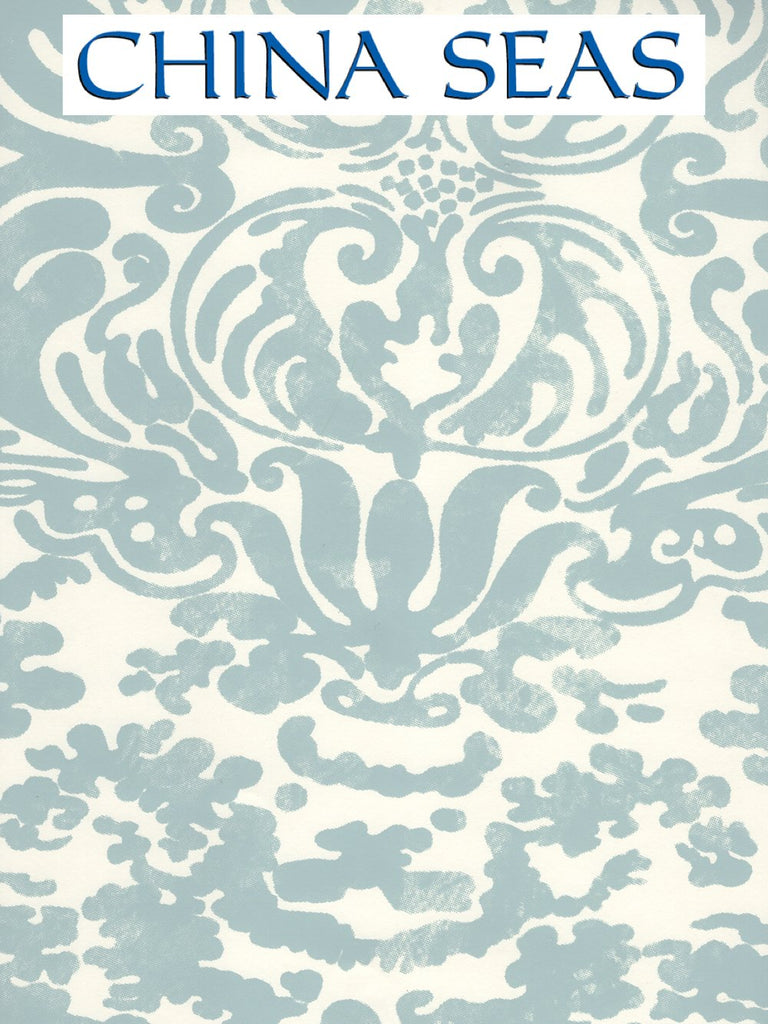 San Marco Arctic Blue on Almost White Screen Printed Wallpaper | China Seas