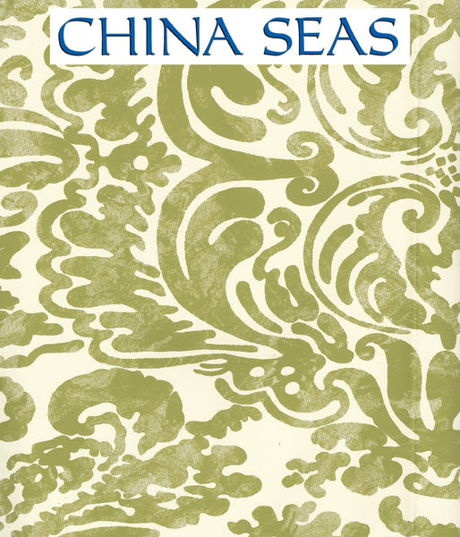 San Marco Chartreuse on Off White Screen Printed Wallpaper | China Seas