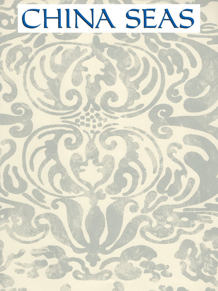San Marco Gray on Off White Screen Printed Wallpaper | China Seas