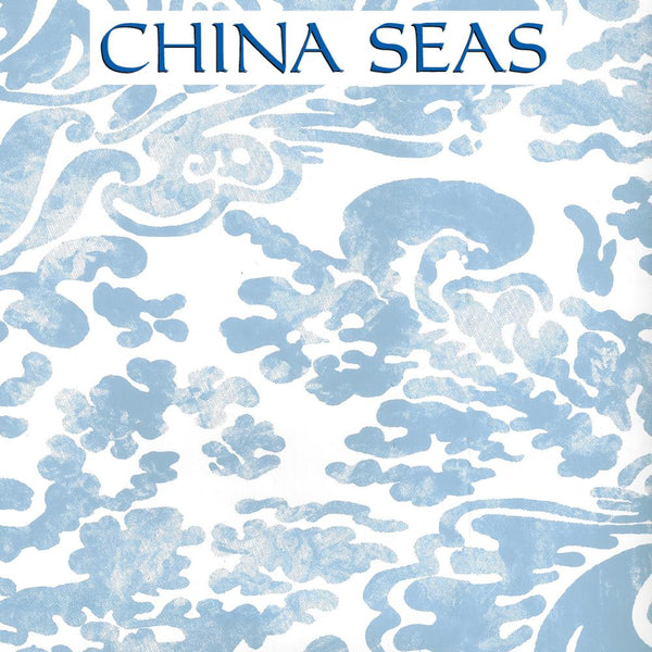 San Marco Zibby Blue on White Screen Printed Wallpaper | China Seas