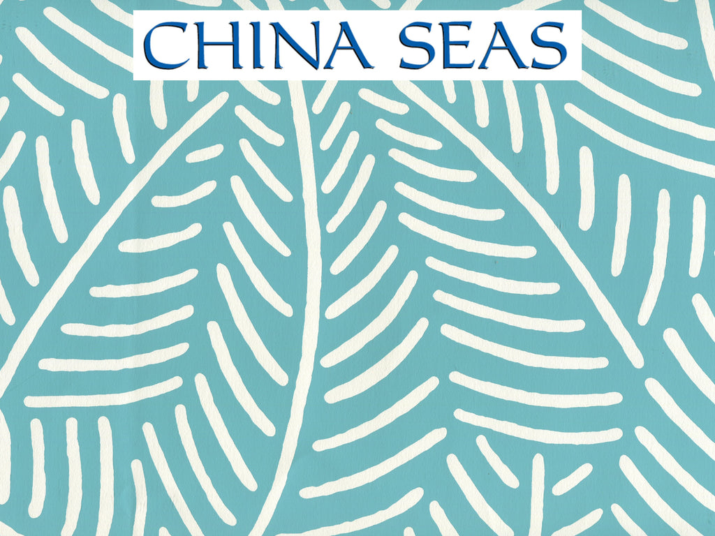 Sauvage_Reverse Dark_Turquoise_on_Almost_White_CP Screen Printed Wallpaper | China Seas
