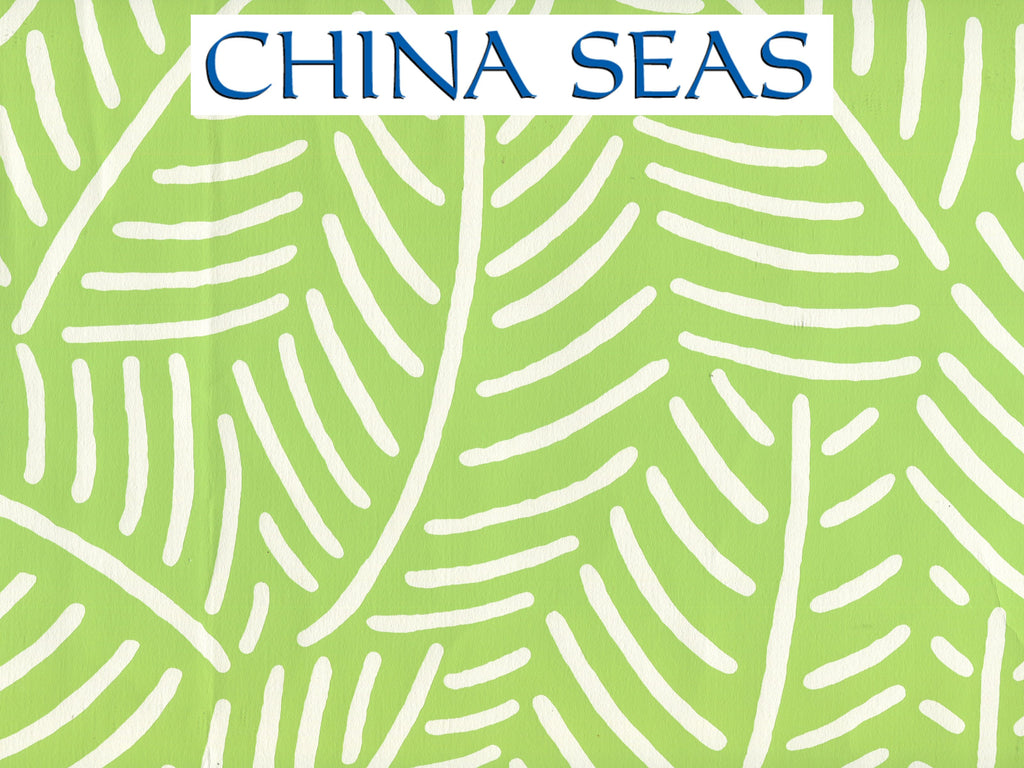 Sauvage_Reverse Jungle_Green_on_Almost_White_CP Screen Printed Wallpaper | China Seas