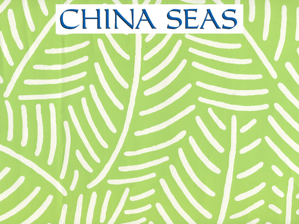 Sauvage_Reverse Jungle_Green_on_Almost_White_CP Screen Printed Wallpaper | China Seas