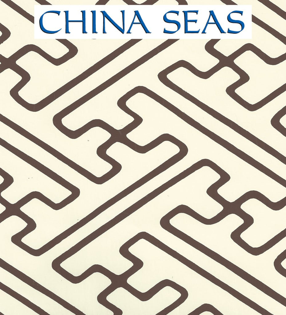 Saya Gata Lines Brown on Off White Screen Printed Wallpaper | China Seas