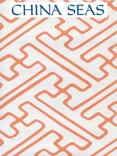 Saya Gata Lines New Shrimp on White Matte Screen Printed Wallpaper | China Seas