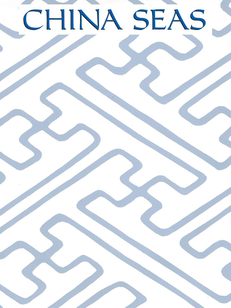 Saya Gata Lines Slate Blue Almost White Screen Printed Wallpaper | China Seas