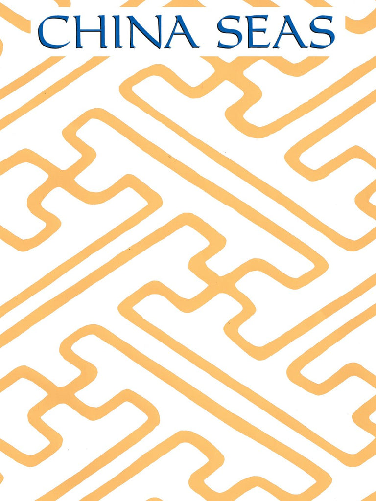 Saya Gata Lines Taxi Cab Yellow on White Screen Printed Wallpaper | China Seas