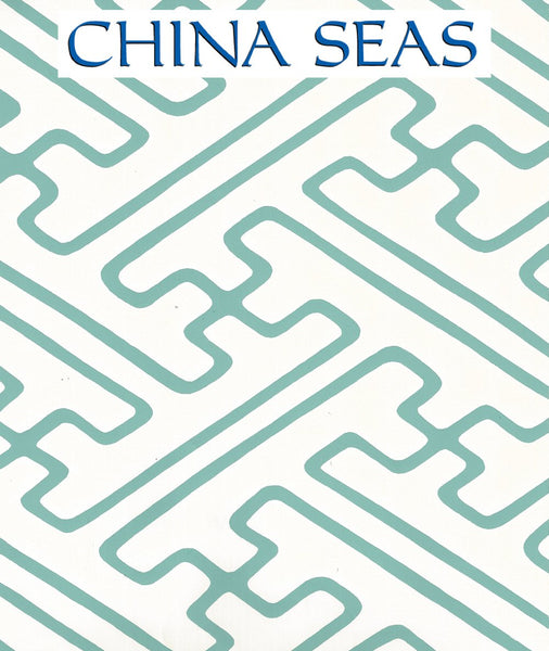Saya Gata Lines Turquoise on Almost White Screen Printed Wallpaper | China Seas
