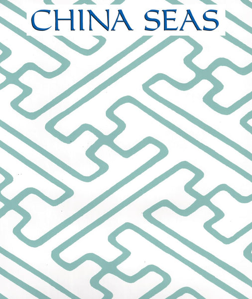 Saya Gata Lines Turquoise on White Vinyl Screen Printed Wallpaper | China Seas