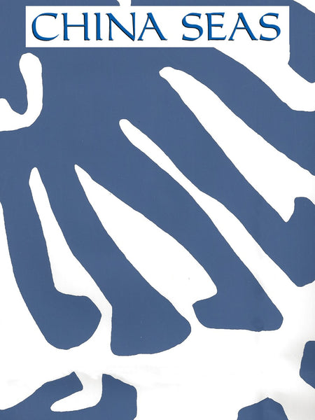Sigourney Navy on White Screen Printed Wallpaper | China Seas