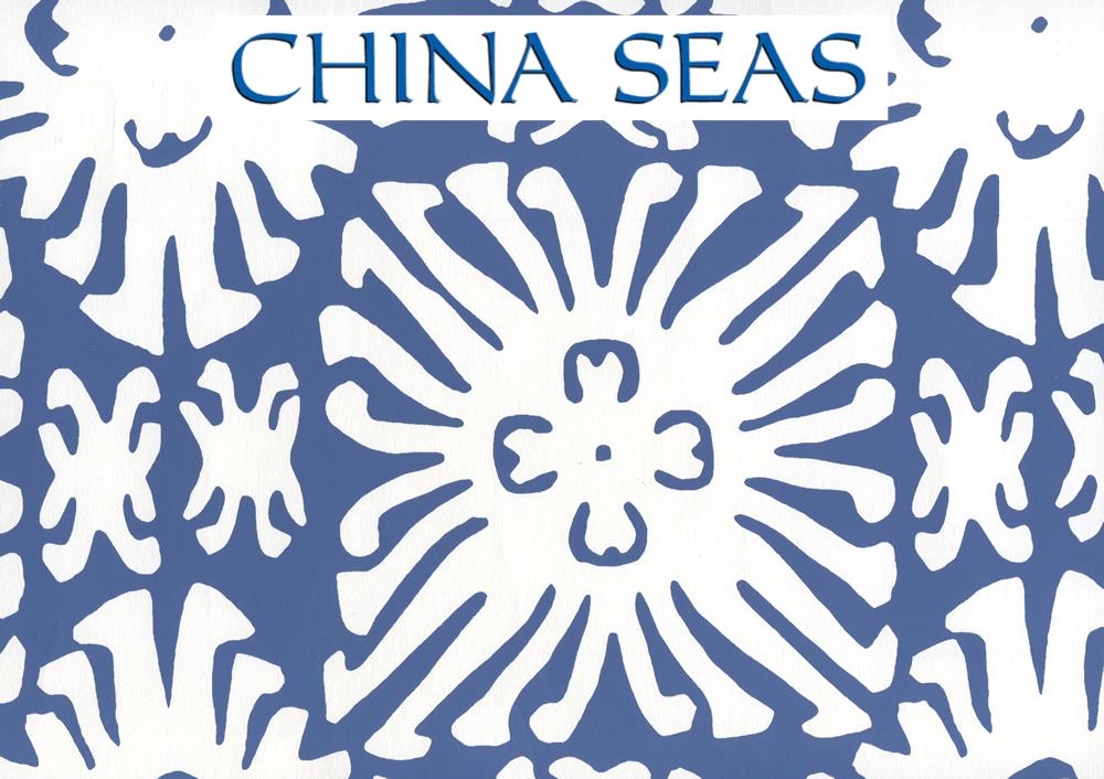 Sigourney Reverse Small Scale New Navy on White Screen Printed Wallpaper | China Seas