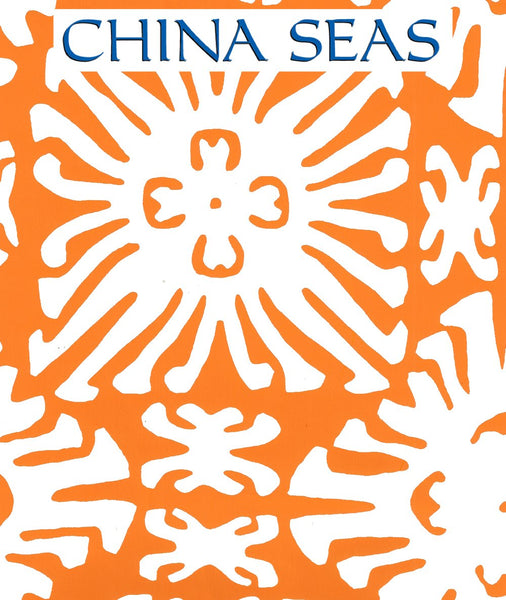 Sigourney Reverse Small Scale Orange on White Screen Printed Wallpaper | China Seas