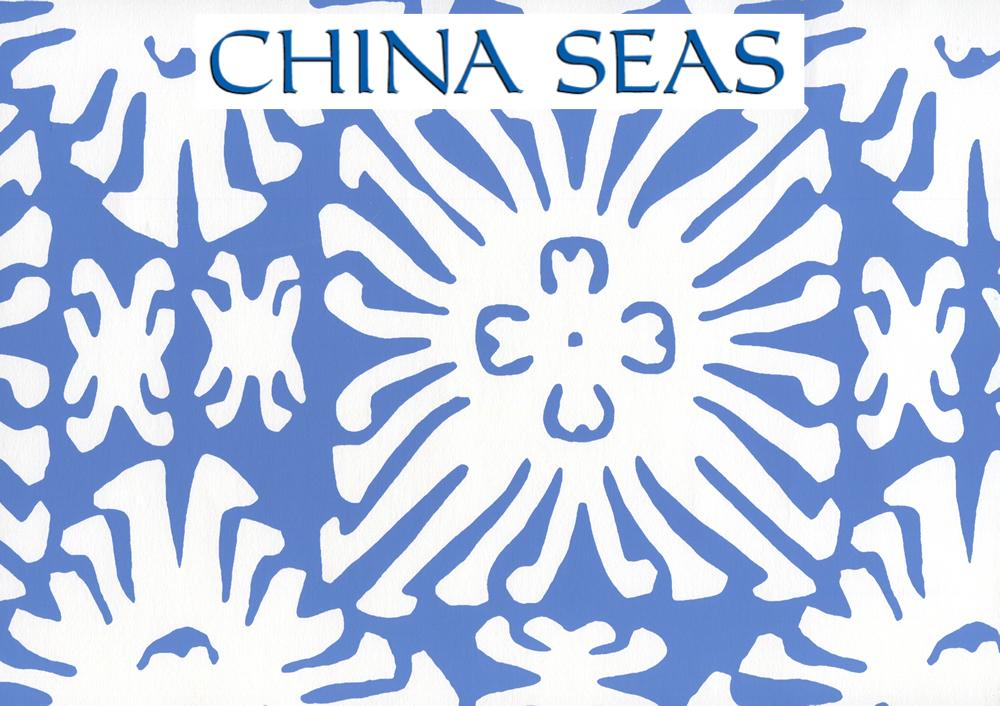 Sigourney Reverse Small Scale Royal Blue on White Screen Printed Wallpaper | China Seas