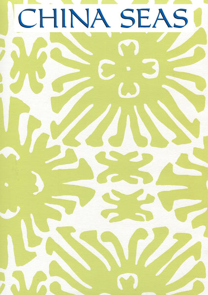 Sigourney Small Scale Chartreuse on White Screen Printed Wallpaper | China Seas