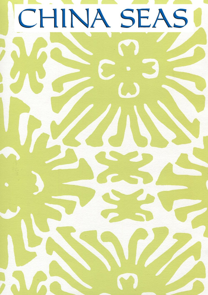 Sigourney Small Scale Chartreuse on White Screen Printed Wallpaper | China Seas