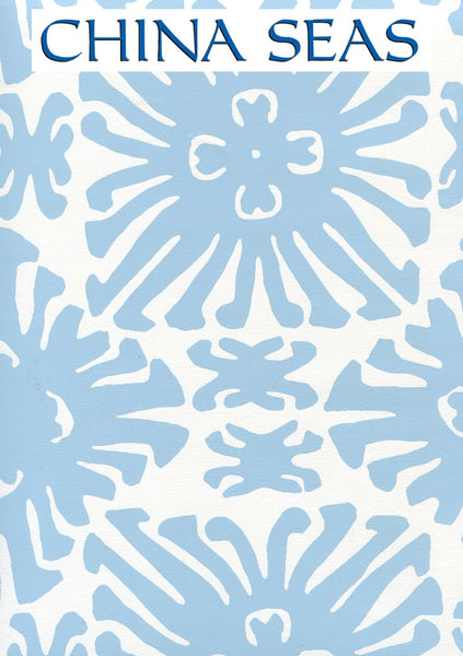 Sigourney Small Scale French Blue on White Screen Printed Wallpaper | China Seas