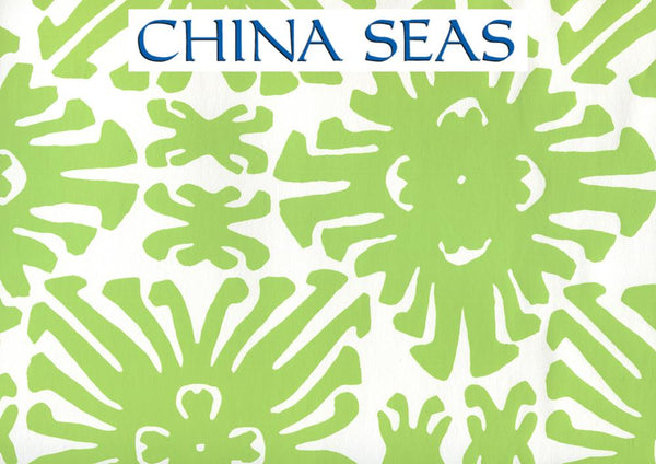 Sigourney Small Scale Jungle Green on White Screen Printed Wallpaper | China Seas
