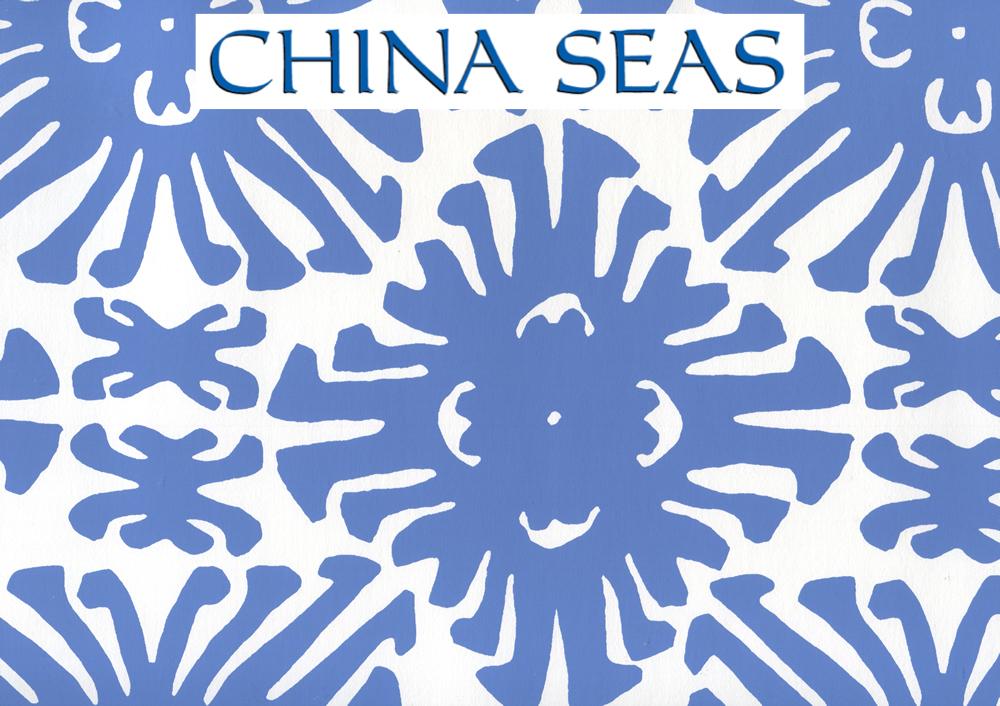 Sigourney Small Scale Royal Blue on White Screen Printed Wallpaper | China Seas