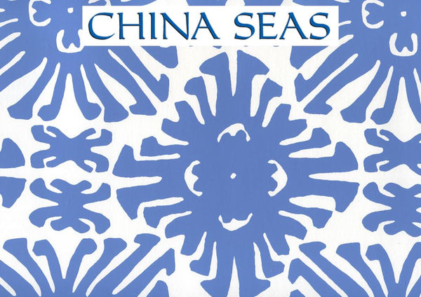 Sigourney Small Scale Royal Blue on White Screen Printed Wallpaper | China Seas