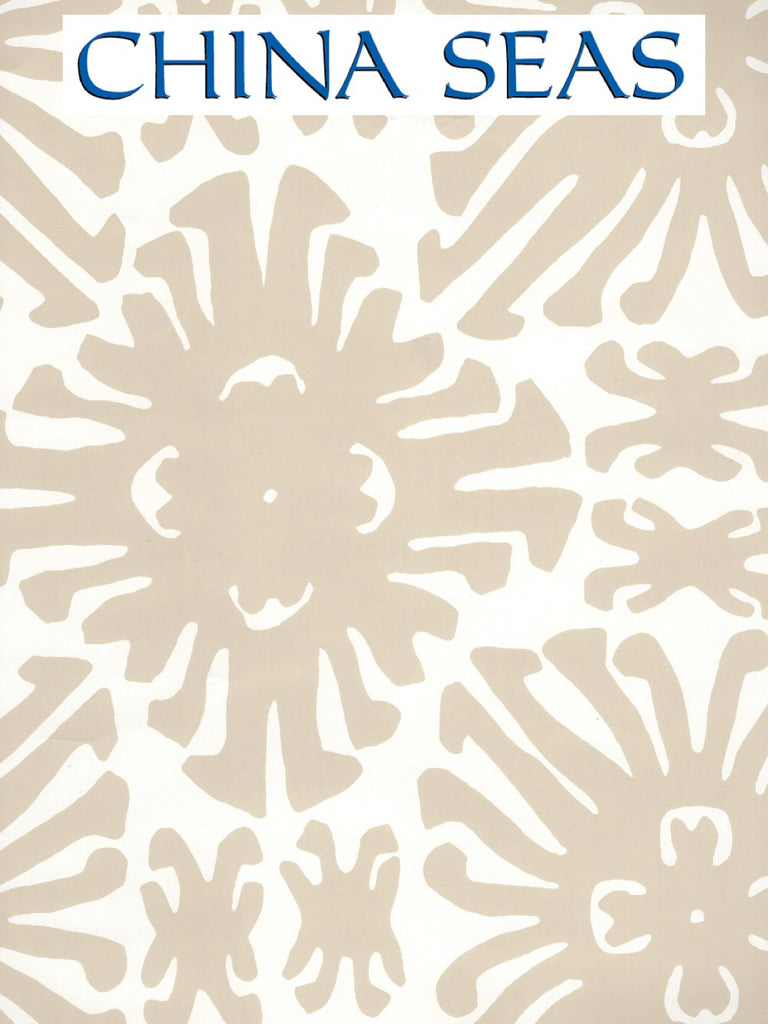 Sigourney Small Scale Taupe on White Screen Printed Wallpaper | China Seas