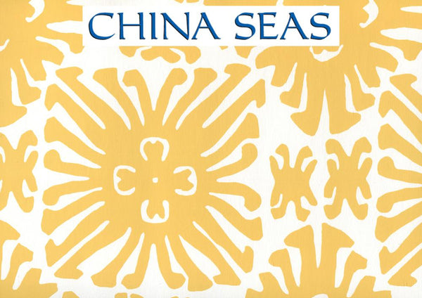 Sigourney Small Scale Yellow on White Screen Printed Wallpaper | China Seas