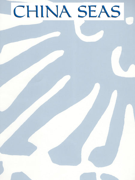 Sigourney Zibby Zibby Blue on White Screen Printed Wallpaper | China Seas