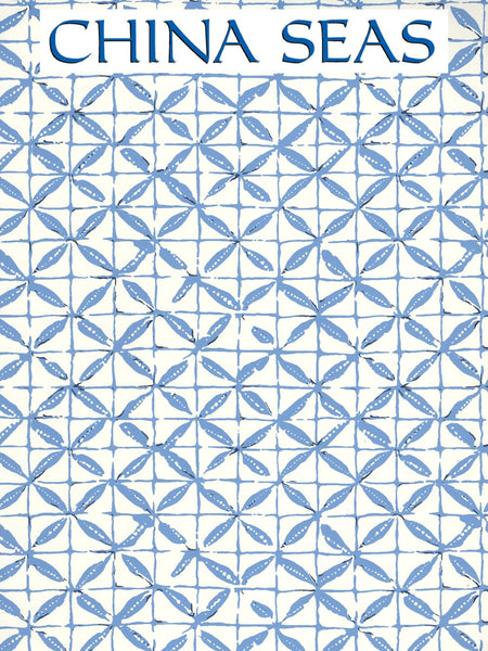 Sunnyjim All Over French Blue on Almost White Screen Printed Wallpaper | China Seas