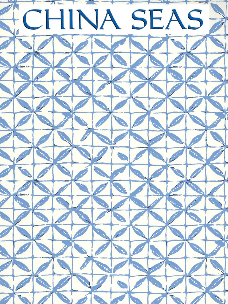 Sunnyjim All Over French Blue on Almost White Screen Printed Wallpaper | China Seas
