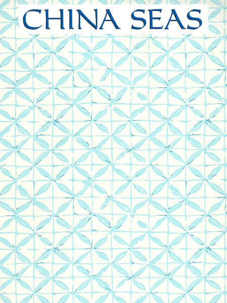 Sunnyjim All Over Turquoise on Almost White Screen Printed Wallpaper | China Seas